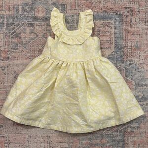 Janie and Jack Yellow Floral Ruffle-Shoulder Dress Size 6-12 Months